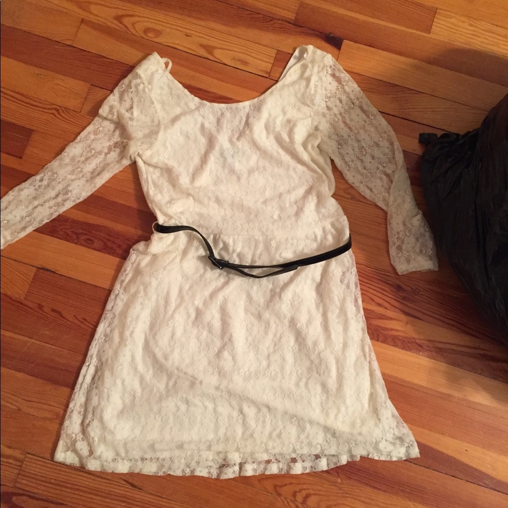 Long sleeve ivory lace dress